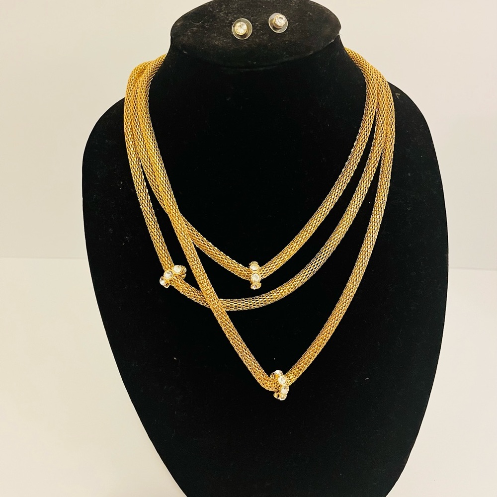 Gold Layered Necklace + Earring Set